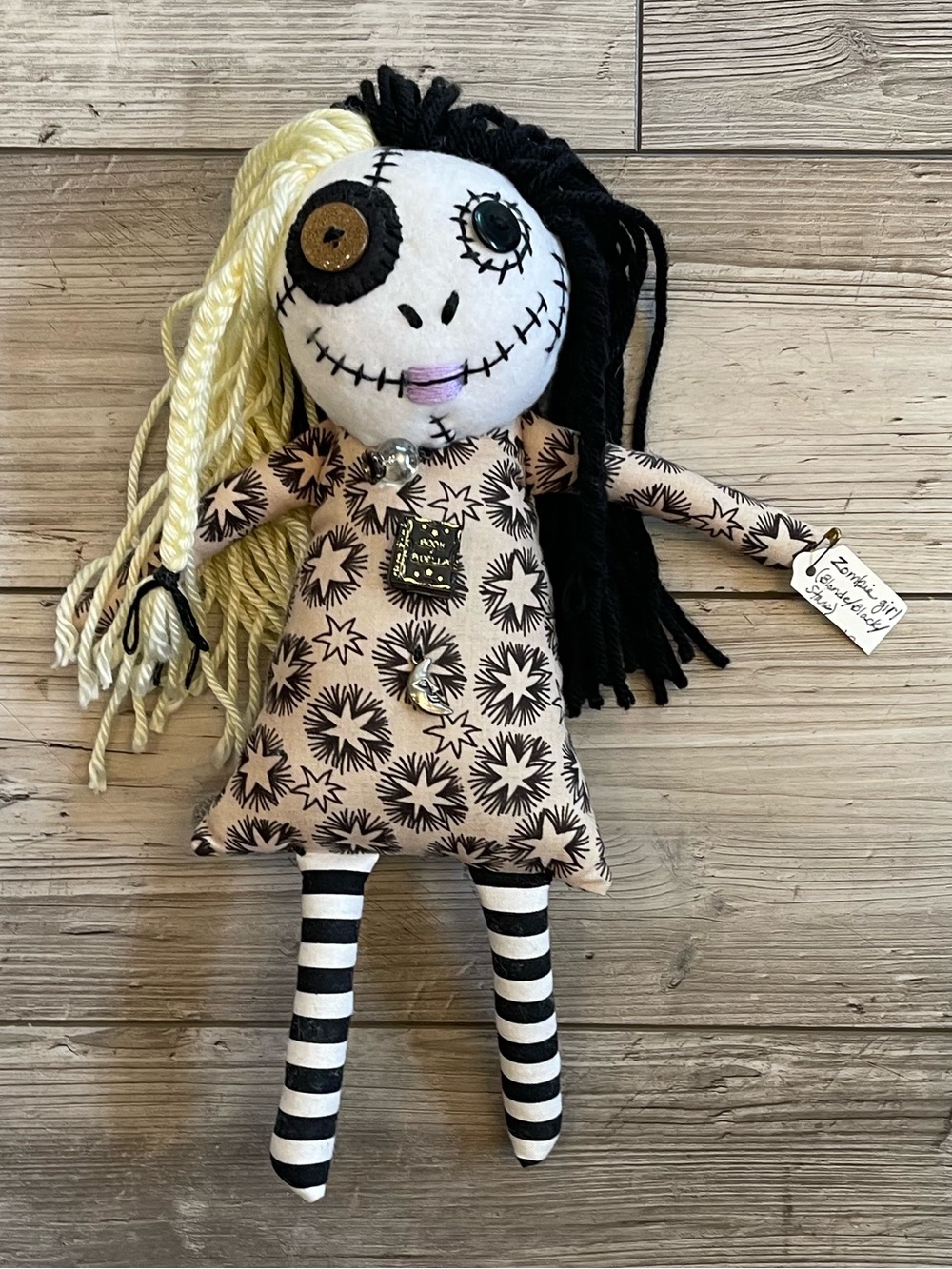 Handmade Gothic Zombie Girl Doll (Blonde/Black)